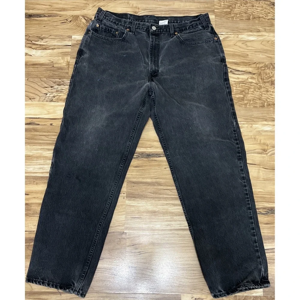 Levi's Mens 550 Classic Straight Jeans‎ Black Pockets Relaxed Fit Distress 40x32